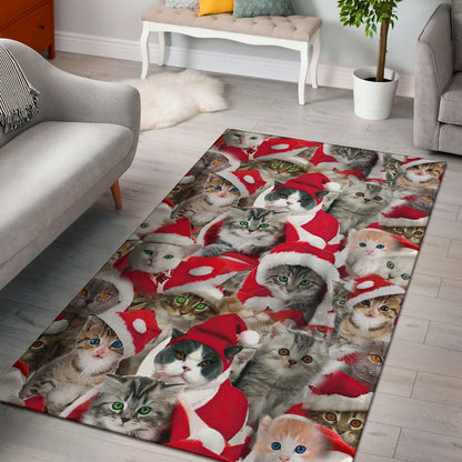 Meowy Christmas Cat Rug 0622