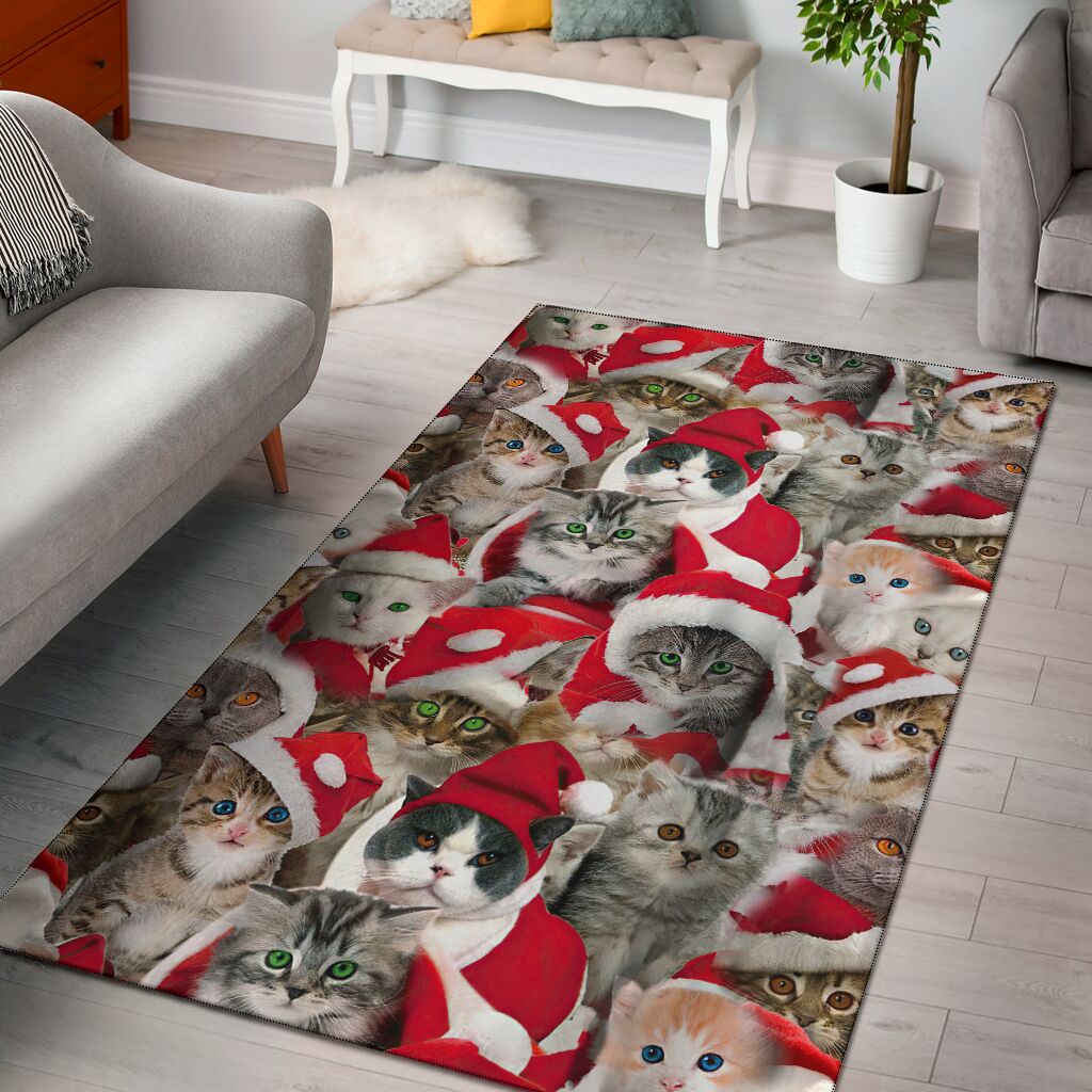 Meowy Christmas Cat Rug 0622