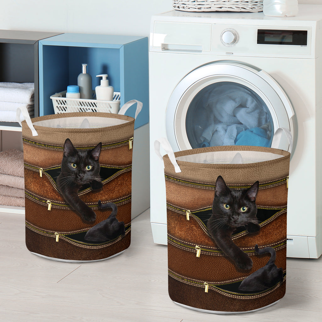 Cat Leather Pattern Print Cat Storage Basket 0622