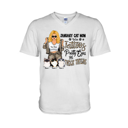 Cat Mom With Tattoos Pretty Eyes And Thick Thighs - Personalized Mother's Day Cat T-shirt and Hoodie