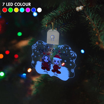 Besties Forever - Personalized Christmas Bestie Shaped Led Acrylic Ornament