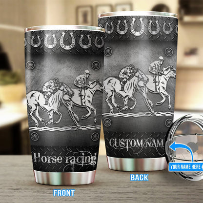 Horse Racing Metal Print Personalized Horse Tumbler 0523