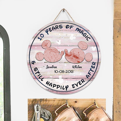 Years Of Magic - Personalized Mouse Round Wood Sign