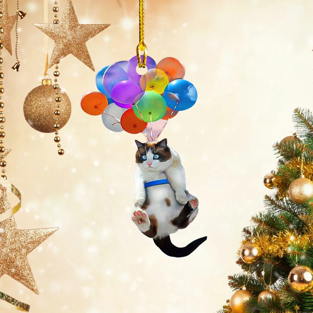 Cat Hanging Cat Balloon - Cat Ornament (Printed On Both Sides) 1022