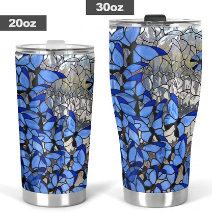 Butterfly Stained Glass Pattern Print Butterfly Tumbler 0622