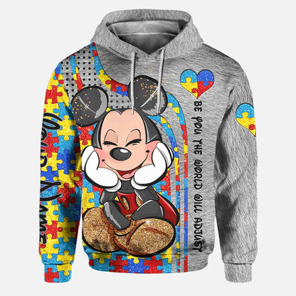 Be You The World Will Adjust - Personalized Autism Awareness Hoodie And Leggings