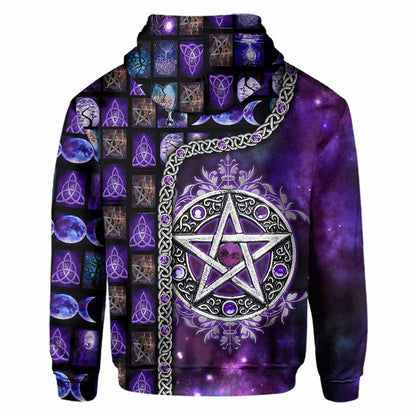 Witch Vibes Purple Pentagram All Over T-shirt and Hoodie