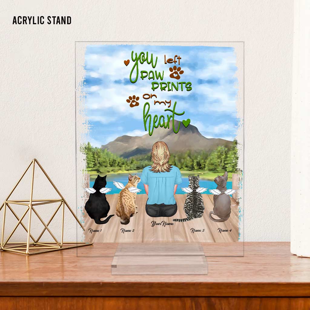 You Left Paw Prints On My Heart - Personalized Cat Transparent Acrylic Plaque