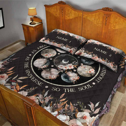 As The Universe So The Soul - Personalized Witch Quilt Set