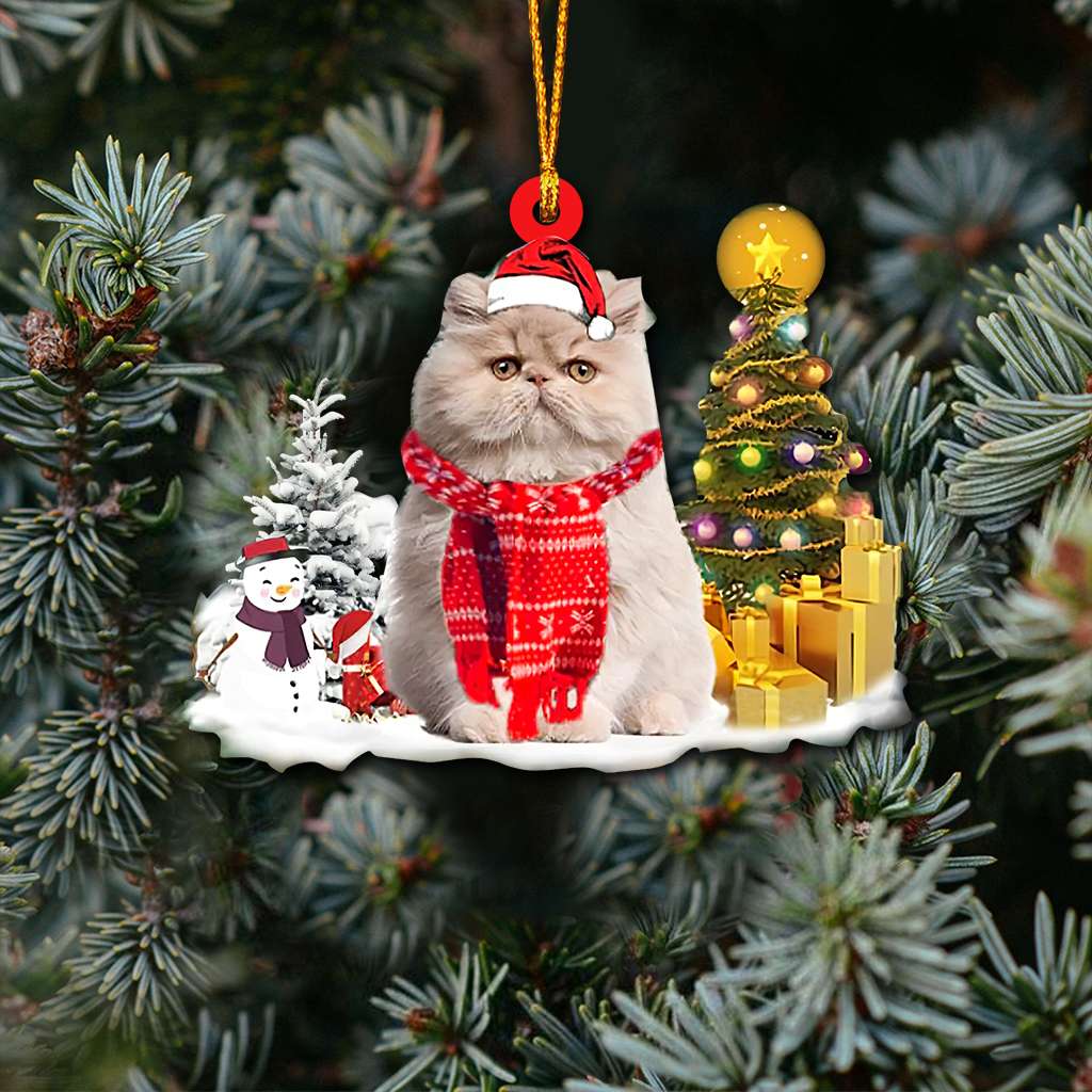 Persian Cat Pine Tree - Cat Ornament (Printed On Both Sides) 1022