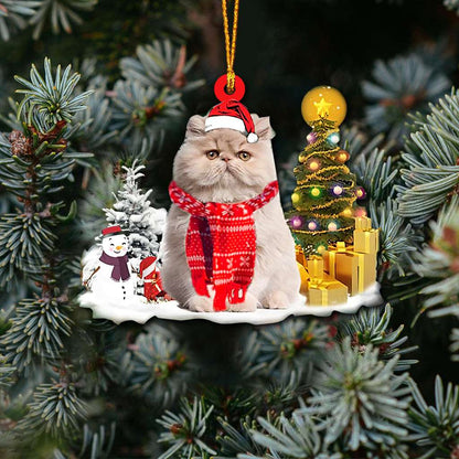 Persian Cat Pine Tree - Cat Ornament (Printed On Both Sides) 1022