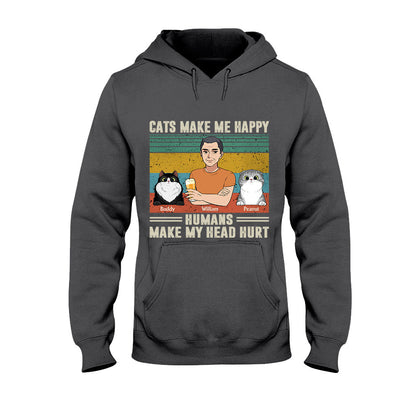 Cats Make Me Happy - Personalized Father's Day Father T-shirt and Hoodie