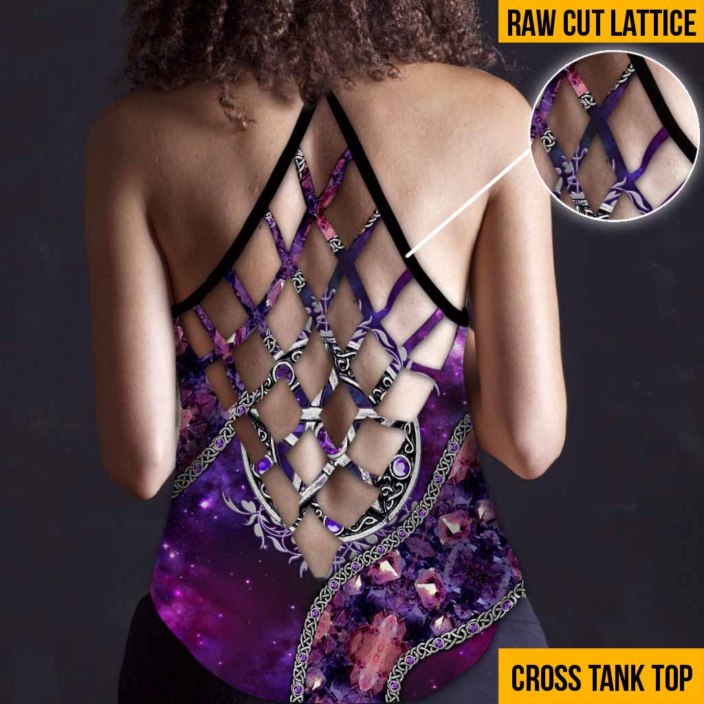 Witch Vibes Purple Pentagram Cross Tank Top