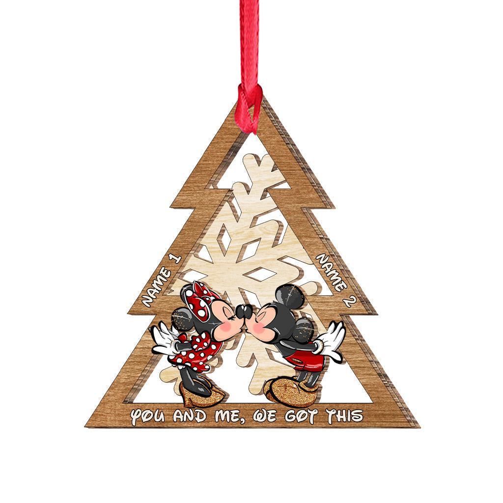 You And Me We Got This Mouse Ears Snowflake - Personalized Christmas Mouse Layered Wood Ornament