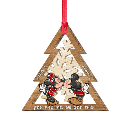 You And Me We Got This Mouse Ears Snowflake - Personalized Christmas Mouse Layered Wood Ornament