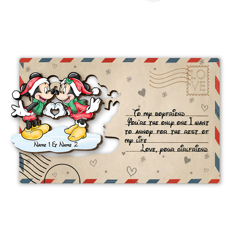You Are The Only One - Personalized Christmas Mouse Wooden Card Pop Out Ornament