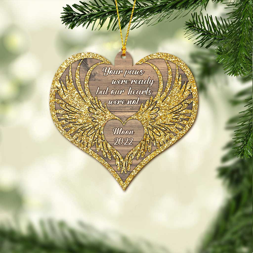 No Longer By Our Side But Forever In Our Hearts - Personalized Christmas Cat Ornament (Printed On Both Sides)