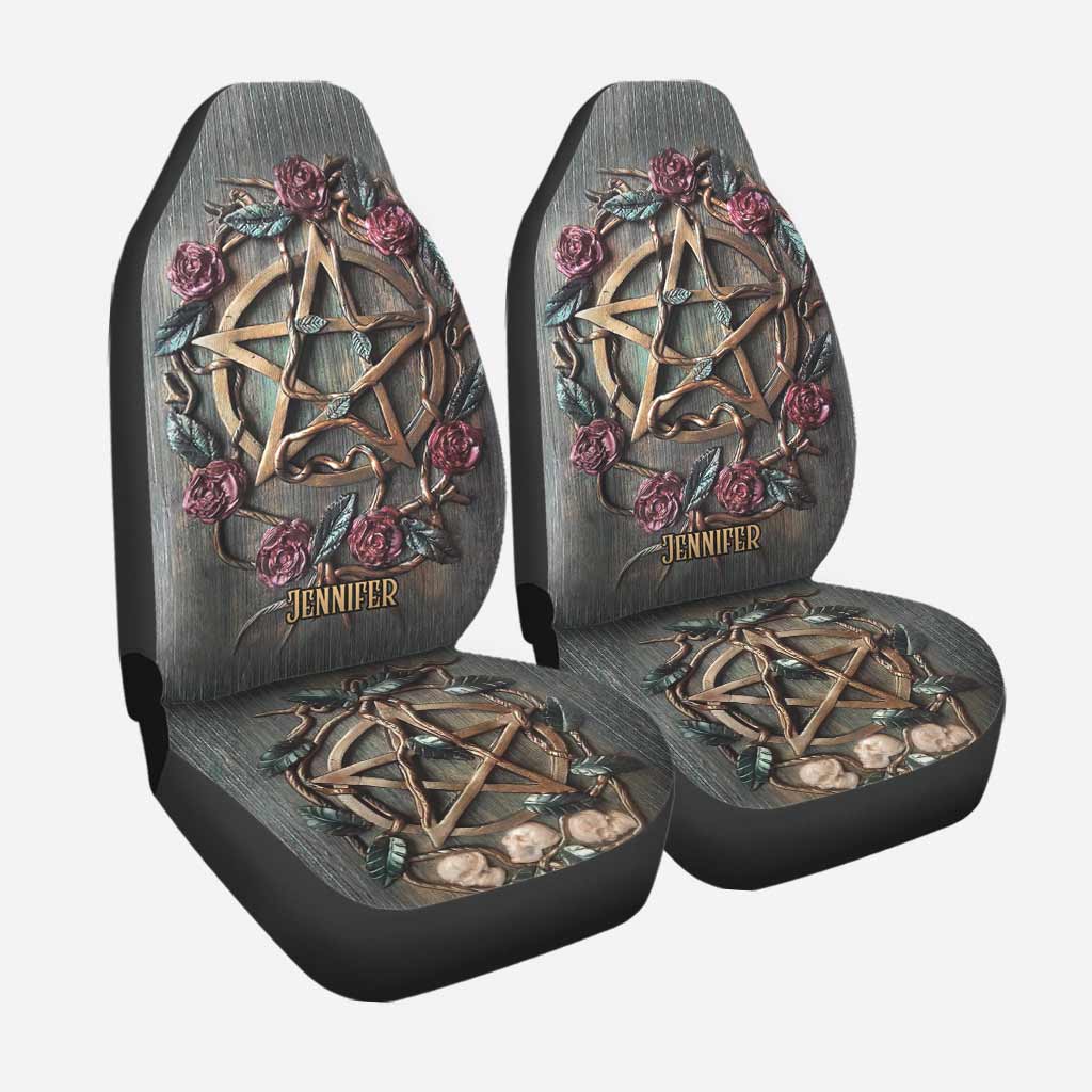 Mystical Rose Triple Moon - Personalized Witch Seat Covers With 3D Pattern Print