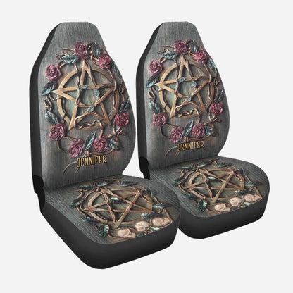 Mystical Rose Triple Moon - Personalized Witch Seat Covers With 3D Pattern Print