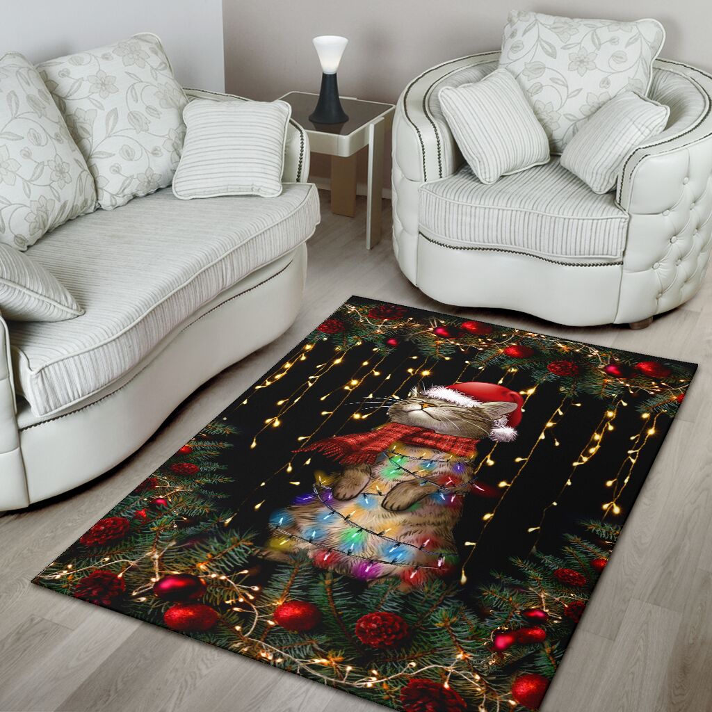 Meowy Christmas Cat Rug 0622