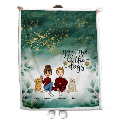 You, Me & The Dogs - Personalized Couple Blanket