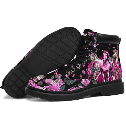 Never Give Up Breast Cancer Awareness All Season Boots 0622