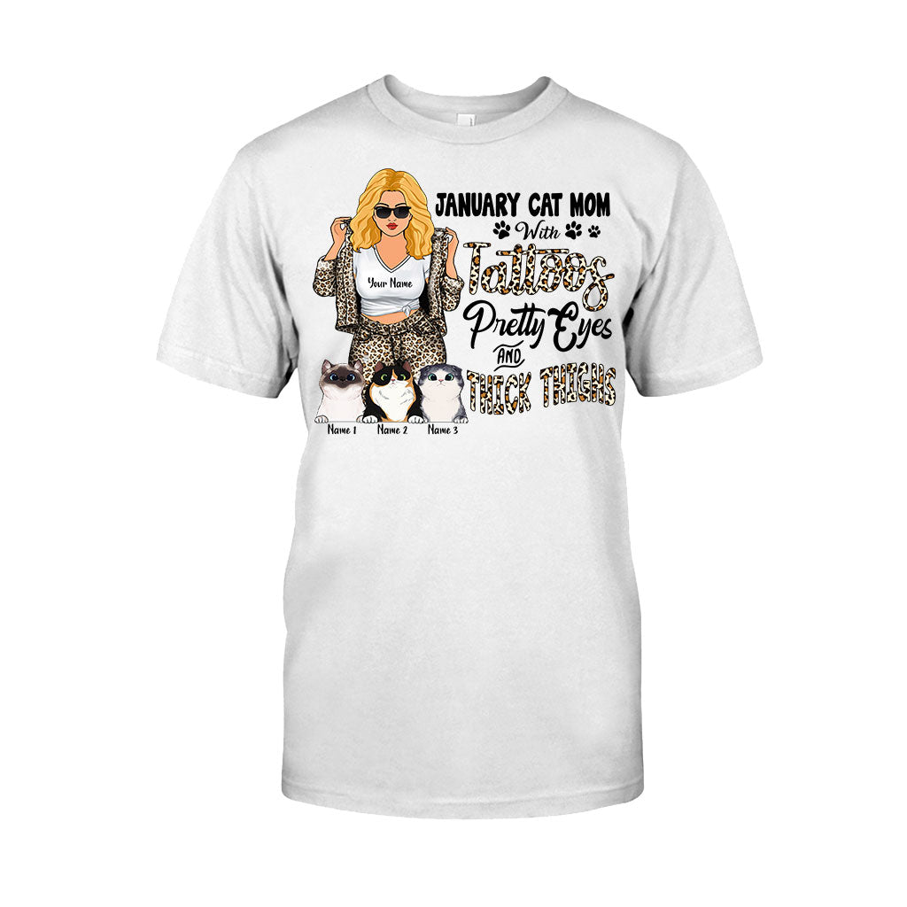 Cat Mom With Tattoos Pretty Eyes And Thick Thighs - Personalized Mother's Day Cat T-shirt and Hoodie