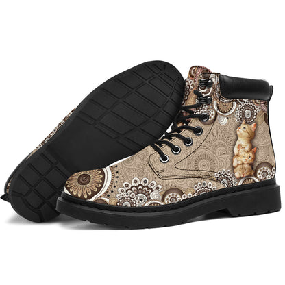 Kitties Flower Pattern Cat All Season Boots 0622