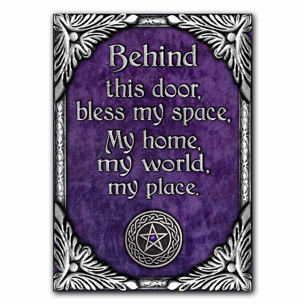 Behind This Door Bless My Space - Witch Rectangle Metal Sign