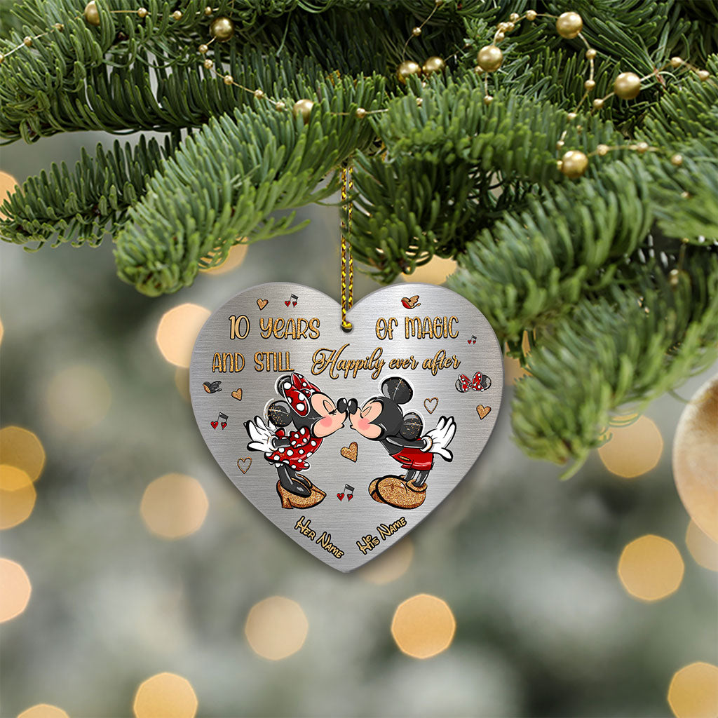 Still Happily Ever After - Personalized Christmas Mouse Heart Aluminium Ornament (Printed On Both Sides)