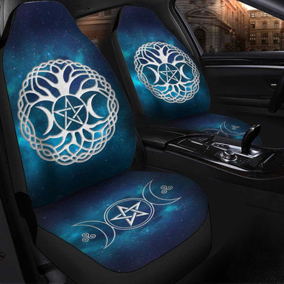 Celtic Wicca Wicca Tripple Moon Tree Of Life And Pentacle-  Witch Seat Covers 0822
