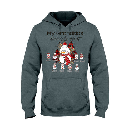 My Grandkids Warm My Heart - Personalized Christmas Grandma T-shirt and Hoodie