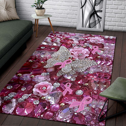 Pink Warrior Pattern Print Breast Cancer Awareness Rug 0622