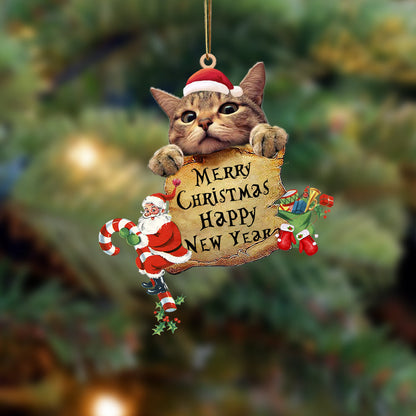 Cat Merry Christmas - Cat Ornament (Printed On Both Sides) 1022