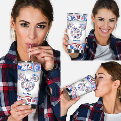 Happy 4th Of July - Personalized Independence Day Mouse Tumbler