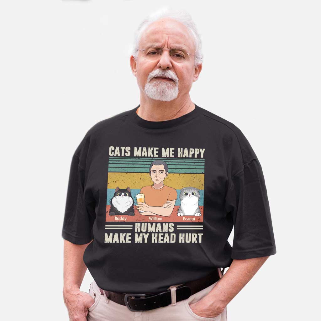 Cats Make Me Happy - Personalized Father's Day Father T-shirt and Hoodie