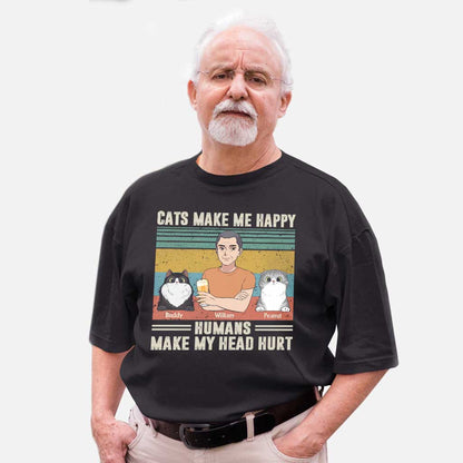 Cats Make Me Happy - Personalized Father's Day Father T-shirt and Hoodie