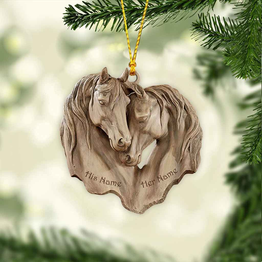 Horse Couple - Personalized Christmas Horse Ornament (Printed On Both Sides)