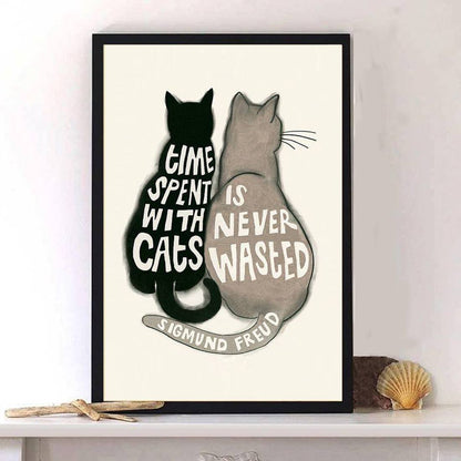 Time Spent With Cats Is Never Wasted - Cat Poster 0921