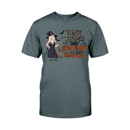Thick Thighs And Spooky Vibes - Personalized Witch T-shirt and Hoodie