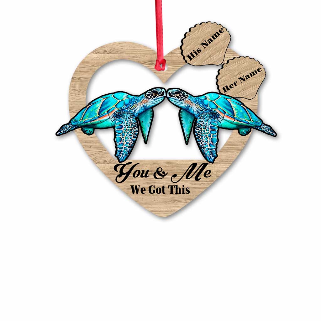 You & Me - Personalized Christmas Turtle Ornament (Printed On Both Sides)