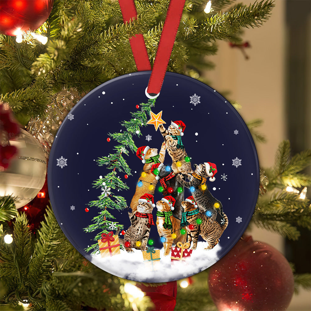 Cats Christmas Tree - Cat Ornament (Printed On Both Sides) 1022