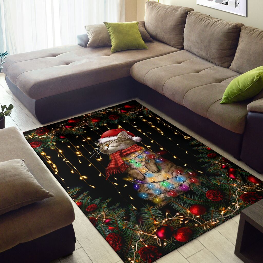 Meowy Christmas Cat Rug 0622