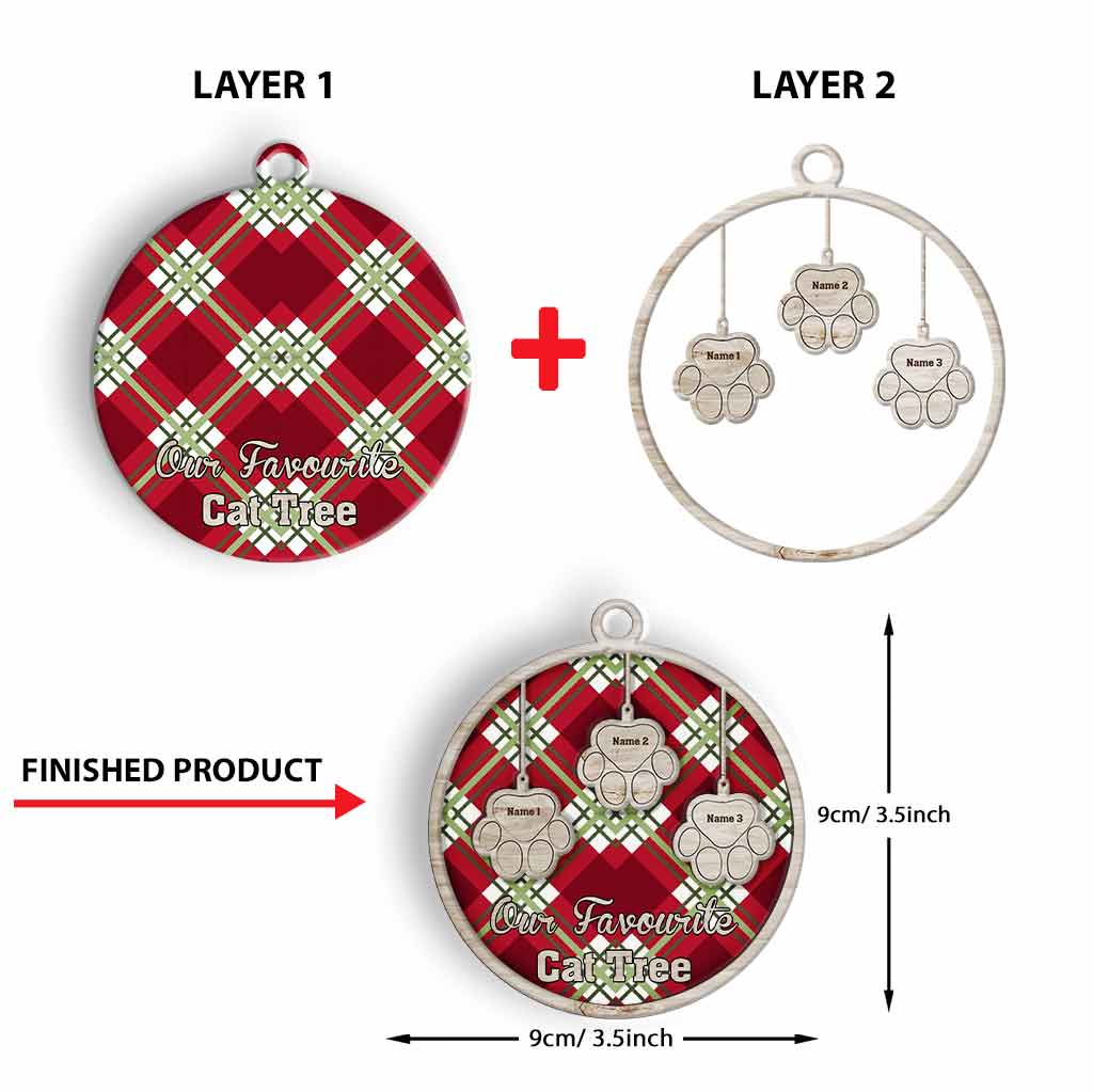 Favorite Cat Tree - Personalized Christmas Layered Wood Ornament