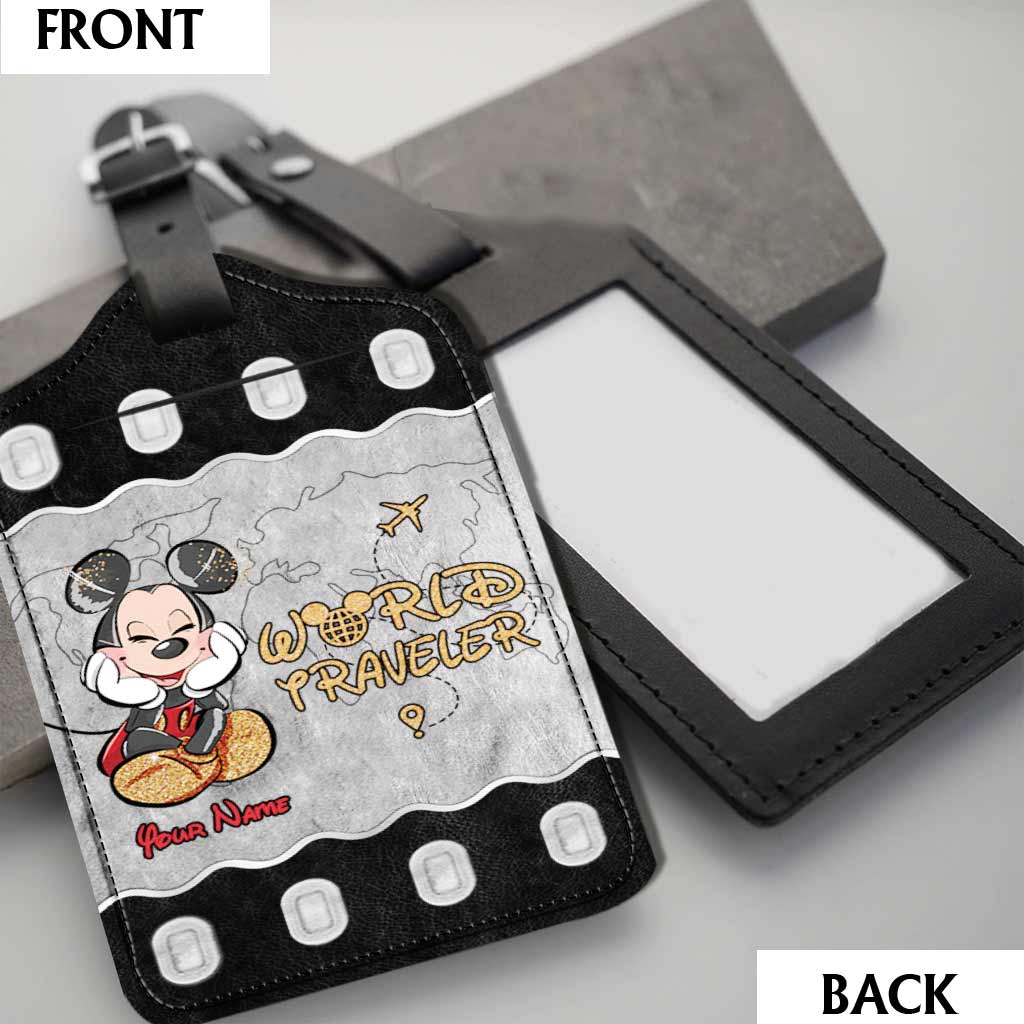 World Traveler - Personalized Mouse Leather Luggage Tag