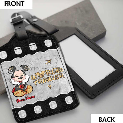World Traveler - Personalized Mouse Leather Luggage Tag