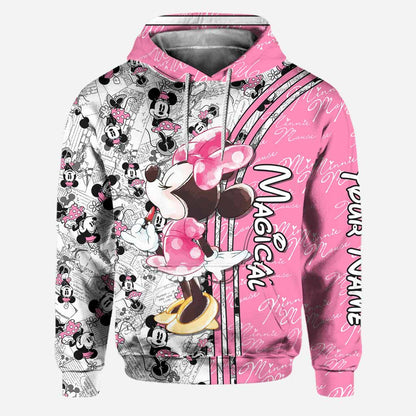 Cute Pink Mouse Ears - Personalized Mouse Hoodie and Leggings