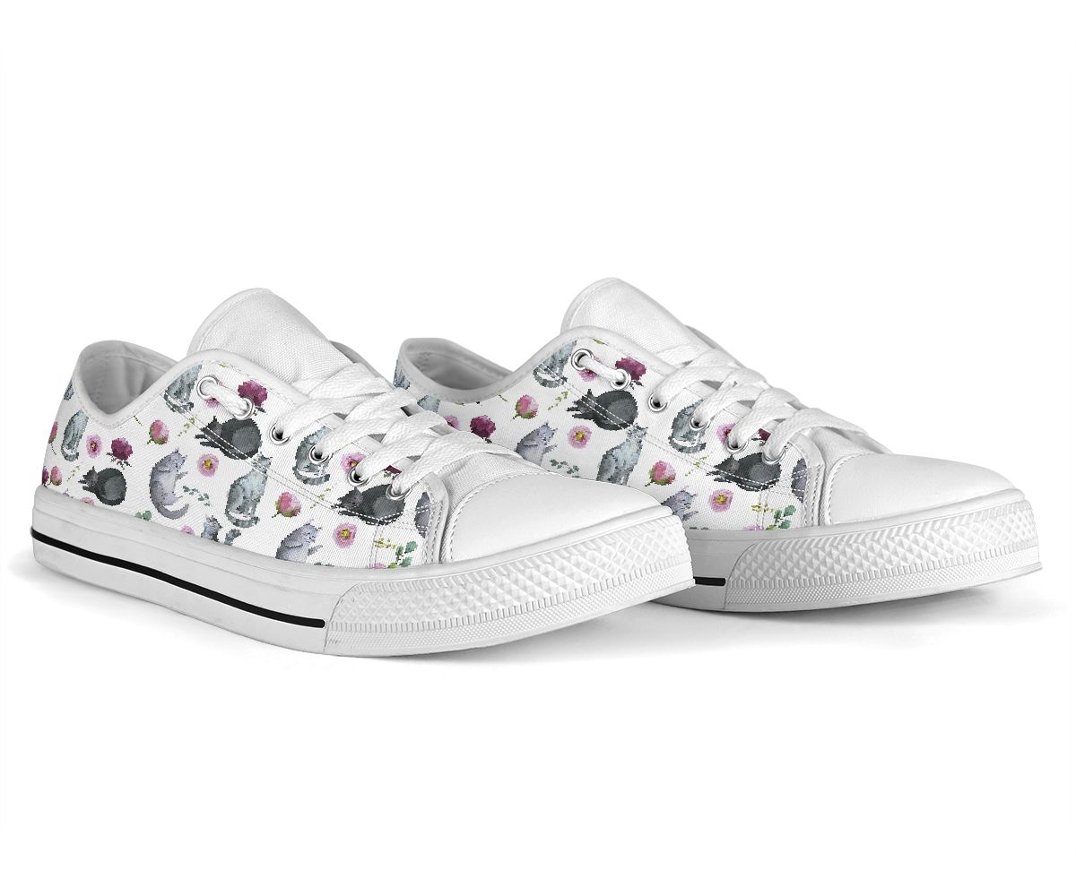 Cute Cats Floral Cat Low Top Shoes 0622