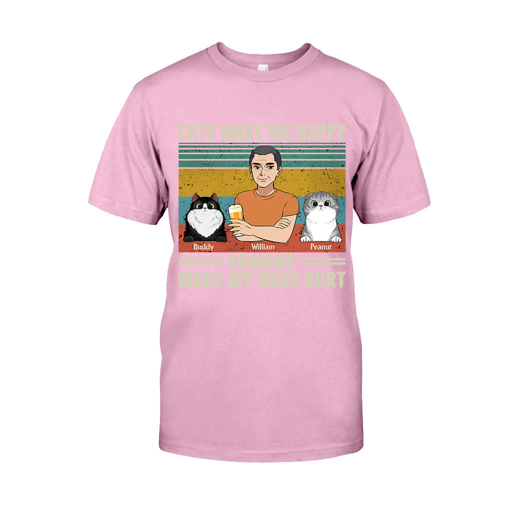 Cats Make Me Happy - Personalized Father's Day Father T-shirt and Hoodie