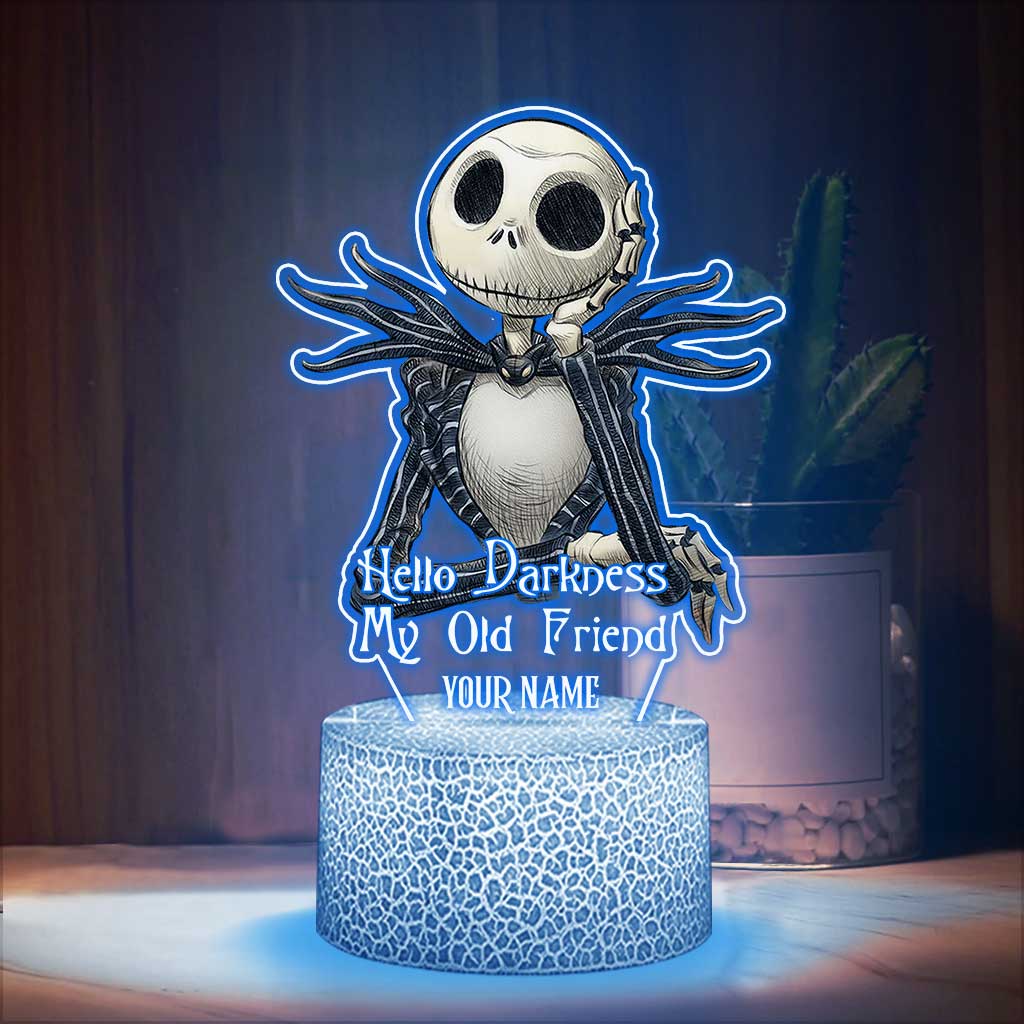 Hello Darkness My Old Friend - Personalized Nightmare Shaped Plaque Light Base